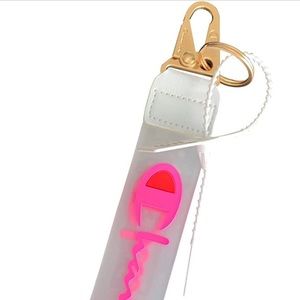 Champion Rubber Wrist Strap Rubber Keychain Bag Charm Whipped Cream/Pink